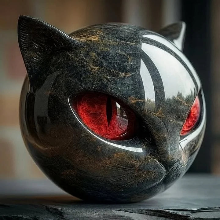 NyxCharm - Mystieke Zwarte Kattenkop Sculptuur