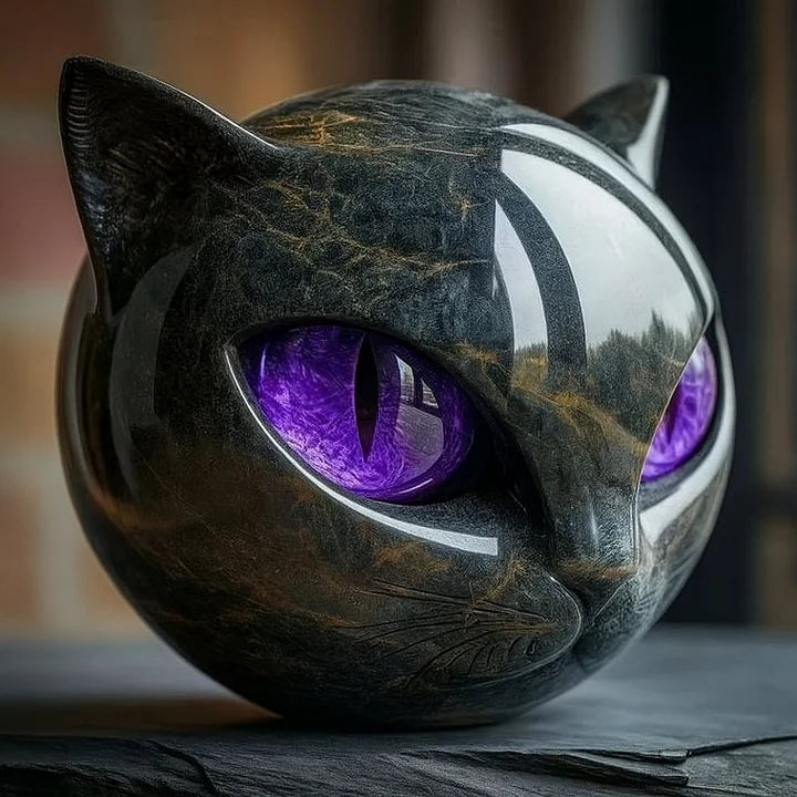 NyxCharm - Mystieke Zwarte Kattenkop Sculptuur
