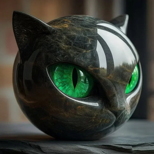 NyxCharm - Mystieke Zwarte Kattenkop Sculptuur