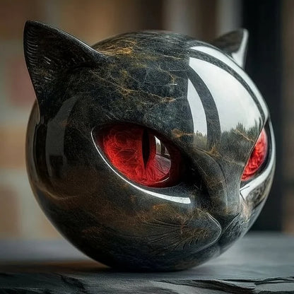 NyxCharm - Mystieke Zwarte Kattenkop Sculptuur
