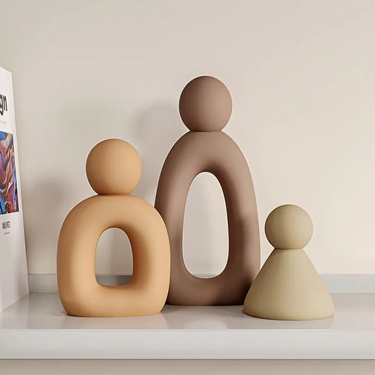 3 stuks Abstracte Familie van Drie Ornamenten – Resin Sculptuur
