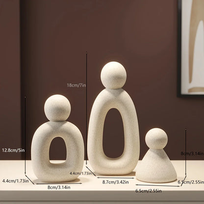 3 stuks Abstracte Familie van Drie Ornamenten – Resin Sculptuur