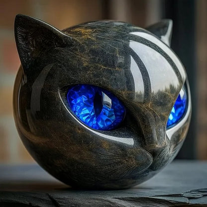 NyxCharm - Mystieke Zwarte Kattenkop Sculptuur